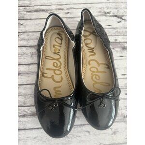 Sam Edelman Girls Felicia Kids Ballet Flat Black Patent Leather Size 3 Wedding